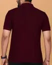 Men Solid Polo Neck Pure Cotton Maroon T-Shirt